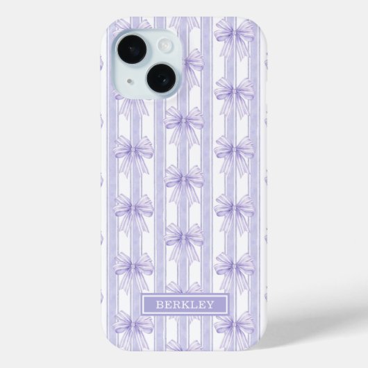 Paarse Coquette Strikken op Strepen Monogram Case-Mate iPhone Case (Achterkant)