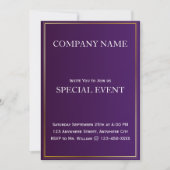 Paarse Corporate Business Party Invitation Kaart (Voorkant)