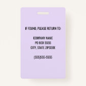 Paarse Corporate Logo Medewerker Foto Badge (Achterkant)