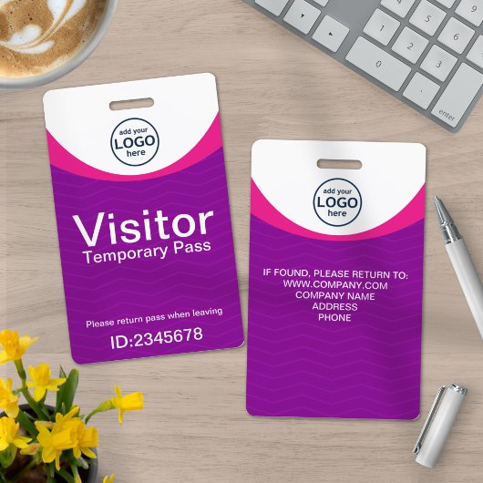 Paarse Corporate Visitor Pass ID Aangepaste Logo Badge