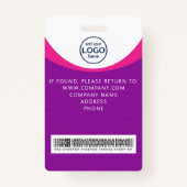 Paarse Corporate Visitor Pass ID Barcode Badge (Achterkant)