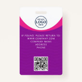 Paarse Corporate Visitor Pass ID QR-code Badge (Achterkant)