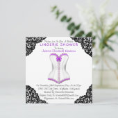 Paarse corset en zwarte leace-lade kaart (Staand voorkant)