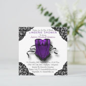 Paarse corset en zwarte leace-lade kaart (Staand voorkant)