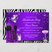 Paarse Corset Zebra Bachelorette Party nodigt uit Kaart (Voorkant / Achterkant)