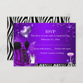 Paarse Corset & Zebra Bachelorette RSVP (Voorkant / Achterkant)