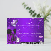 Paarse Corset & Zebra Bachelorette RSVP Kaartje (Staand voorkant)