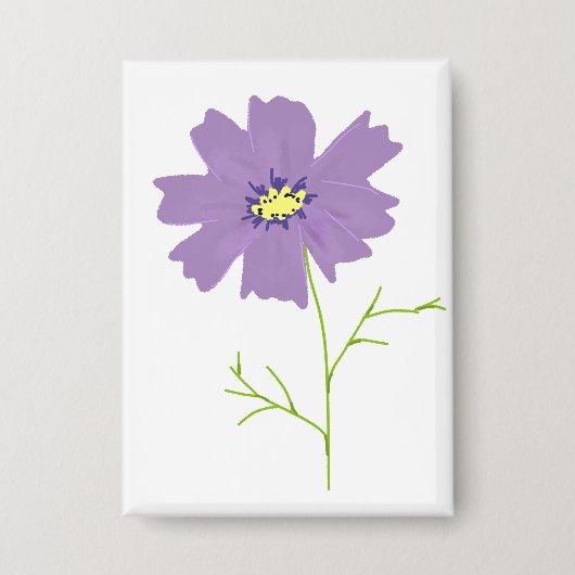 Paarse Cosmos Bloem Botanisch Cadeau Button (Voorkant)