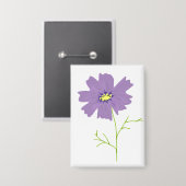 Paarse Cosmos Bloem Botanisch Cadeau Button (Voorkant / Achterkant)