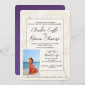 Paarse Costa Rica Paspoort bruiloft uitnodiging (Voorkant / Achterkant)