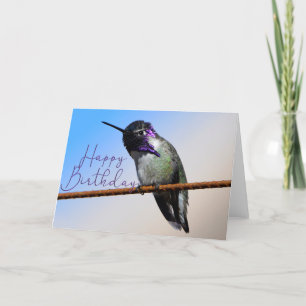 Paarse Costa's Hummingbird Foto Birthday Card Bedankkaart