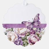 Paarse Cottage Bloemen Papier Ornament Kaart (Achterkant)