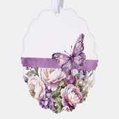 Paarse Cottage Bloemen Papier Ornament Kaart (Links)