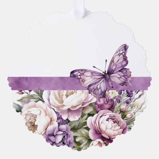 Paarse Cottage Bloemen Papier Ornament Kaart (Voorkant)