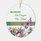 Paarse Cottage Bloemen Zorgverlener Rond Ornament (Links)