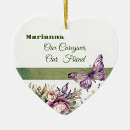 Paarse Cottage Bloemen Zorgverlener Rond Ornament