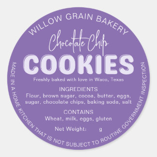 Paarse Cottage Cookie Ingredientenlijst Sticker