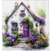 Paarse Cottage Tuin Douchegordijn (Voorkant)