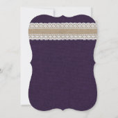 Paarse Country Burlap Lace String Lights Wedding Kaart (Achterkant)