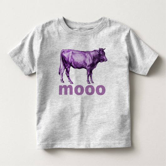  Paarse Cow Illustratie Moo Shirt (Voorkant)