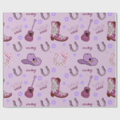 Paarse Cowboy Wild West Patroon Cadeaupapier (Vlak)