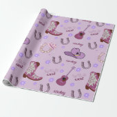 Paarse Cowboy Wild West Patroon Cadeaupapier (Uitgerold)