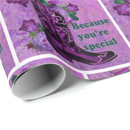 Paarse Cowboylaars Met Rozen Je Bent Speciaal Cadeaupapier