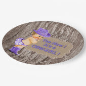Paarse Cowgirl Baby shower Papieren Bordje (Gekanteld)