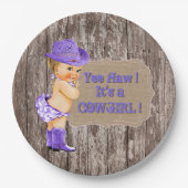 Paarse Cowgirl Baby shower Papieren Bordje (Voorkant)