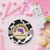 Paarse Cowgirl Birthday,  Borden Papieren Bordje (Feest)