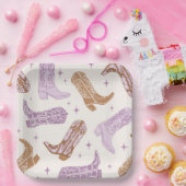 Paarse Cowgirl Boot Party Borden Papieren Bordje (Feest)