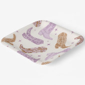 Paarse Cowgirl Boot Party Borden Papieren Bordje (Gebogen)