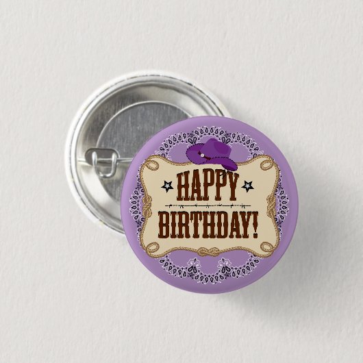 Paarse Cowgirl Button (Voorkant /achterkant)