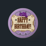 Paarse Cowgirl Button<br><div class="desc">Paarse Cowgirl Birthday Button. Deze leuke verjaardagsknop is ontworpen met een leuke,  landelijke westerne stijl. Creëer met een paarse bandana achtergrond met een paars cowgirl pet.</div>