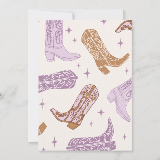 Paarse Cowgirl eerste verjaardag Kaart (Achterkant)