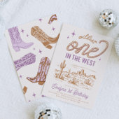 Paarse Cowgirl eerste verjaardag Kaart