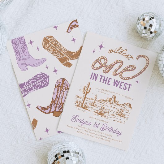 Paarse Cowgirl eerste verjaardag Kaart