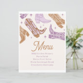 Paarse Cowgirl Party Menu Sign (Staand voorkant)