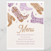Paarse Cowgirl Party Menu Sign (Voorkant)