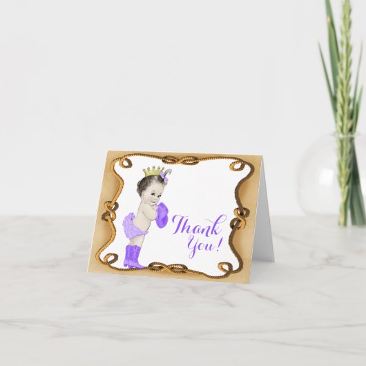 Paarse Cowgirl Princess Baby shower Bedankt (Voorkant)