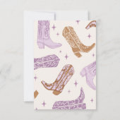 Paarse Cowgirl verjaardagsfeest bedankkaart (Achterkant)