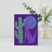 Paarse Coyote Wolf Kleurrijk Zuidwesters Ontwerp Briefkaart (Staand voorkant)