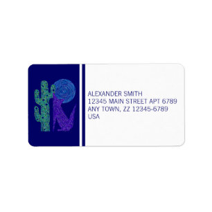 Paarse Coyote Wolf Kleurrijk Zuidwesters Ontwerp Etiket