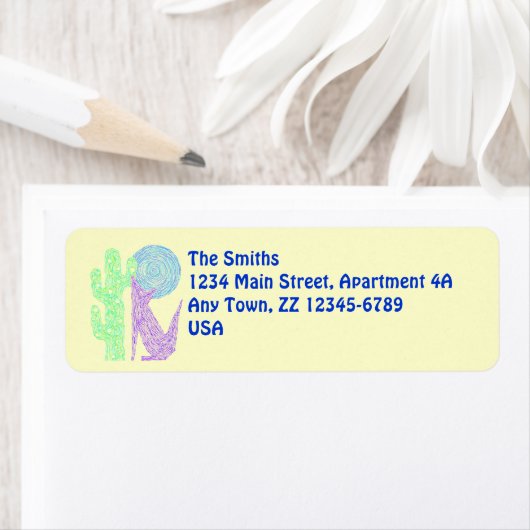 Paarse Coyote Wolf Southwestern Design Etiket (Insitu)