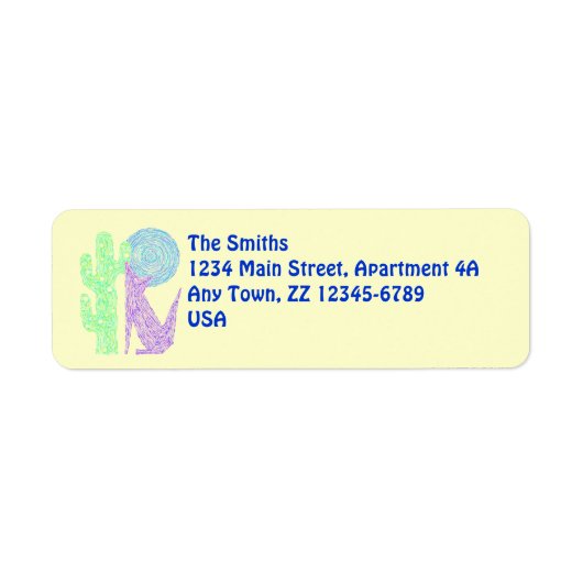 Paarse Coyote Wolf Southwestern Design Etiket (Voorkant)