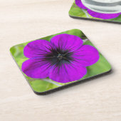Paarse Cranesbill Geranium Floral Bier Onderzetter (Linkerzijde)