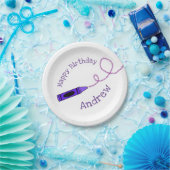 Paarse Crayon, gepersonaliseerd Papieren Bordje (Feest)