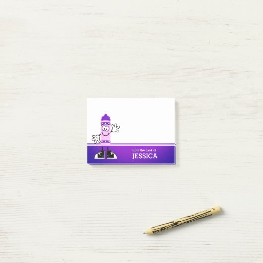 Paarse Crayon, gepersonaliseerd Post-it® Notes (Op bureau)