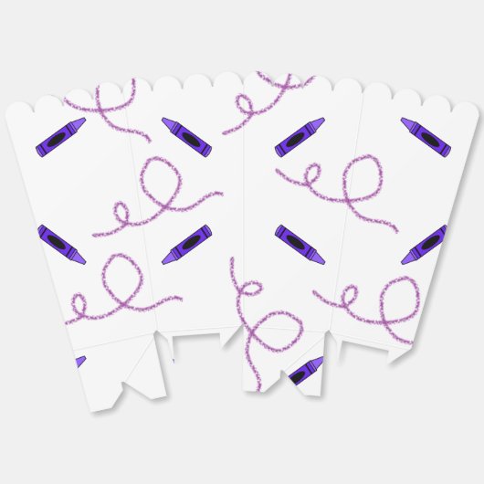 Paarse Crayon Popcorn Dozen Bedankdoosjes (Ongevouwen)