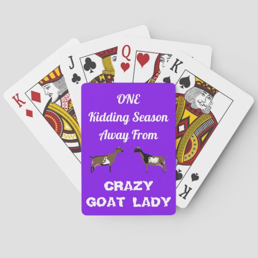 Paarse Crazy Goat Lady - Nigeriaanse dwerggeiten Pokerkaarten (Achterkant)